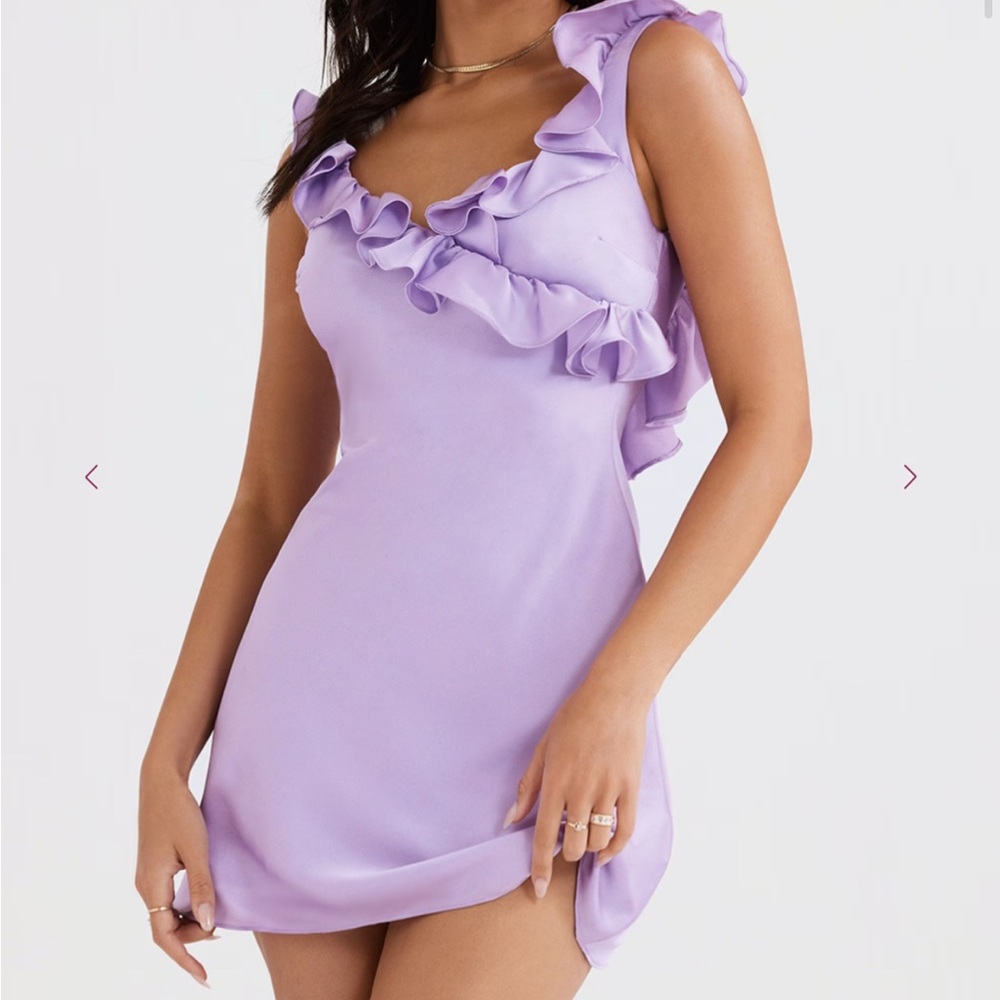 House of CB Tink Ruffle Satin Minidress